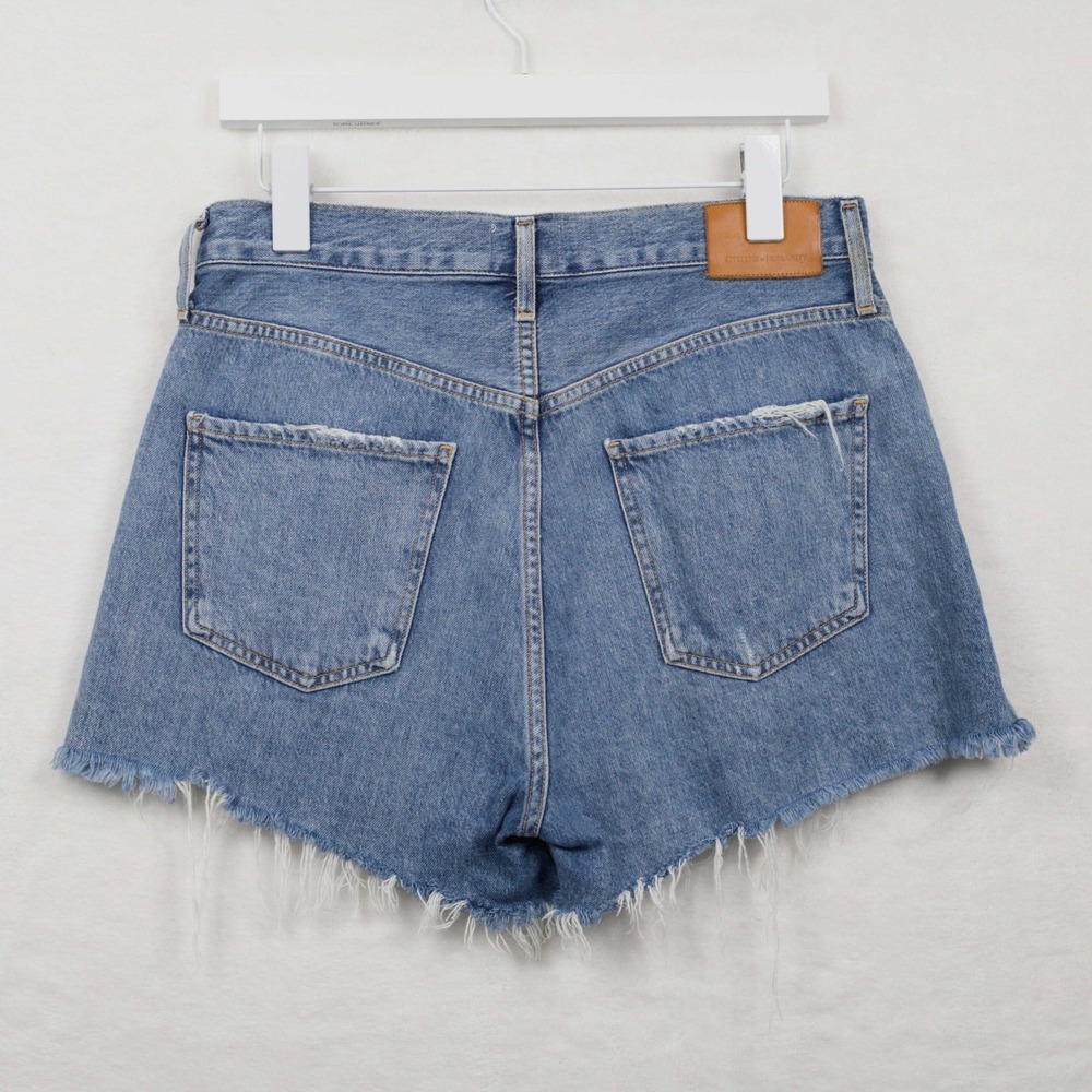 CITIZENS OF HUMANITY Marlow Raw Hem Denim Shorts Premium Distressed Blue Sz 27 - Picture 4 of 8